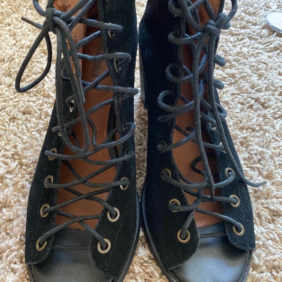 JEFFREY CAMPBELL BLACK SUEDE CORSET BOOTIE 9.5 - Picture 5 of 9